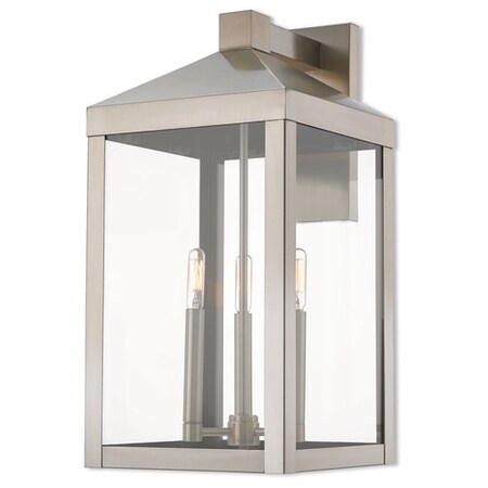 Livex Lighting Nyack 3 Light Brushed Nickel Outdoor Wal 20585-91